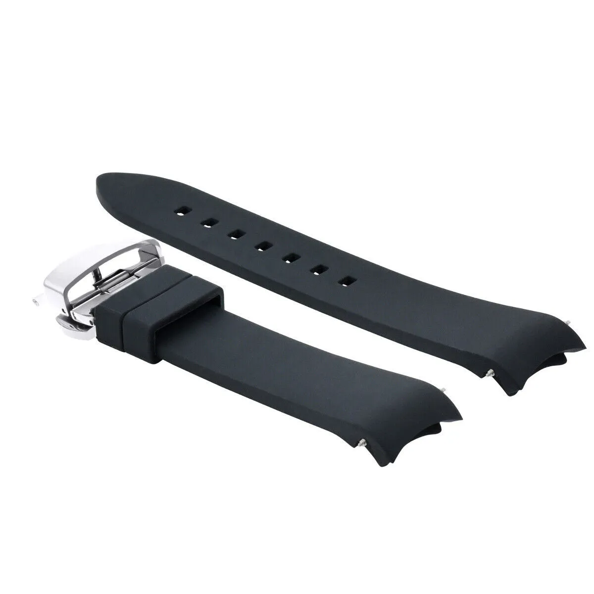 CURVED END SILICONE RUBBER STRAP FOR TAG HEUER CARRERA MONACO - 22MM