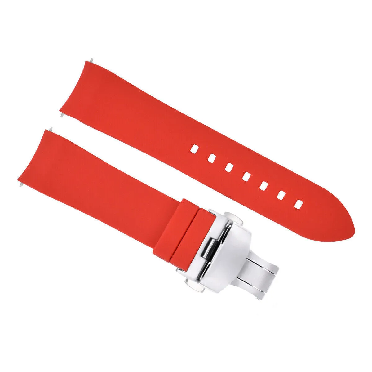 CURVED END SILICONE RUBBER STRAP FOR TAG HEUER CARRERA MONACO - 22MM