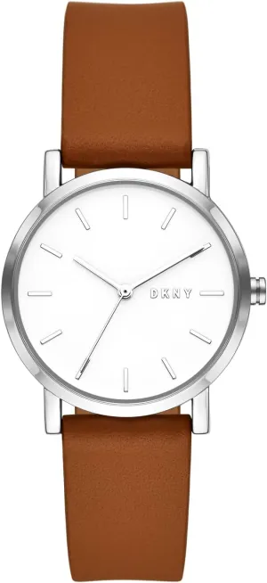 DKNY Women's Soho Quartz Metal and Leather Dress Watch, Color: Silver, Brown (Model: NY9202)
