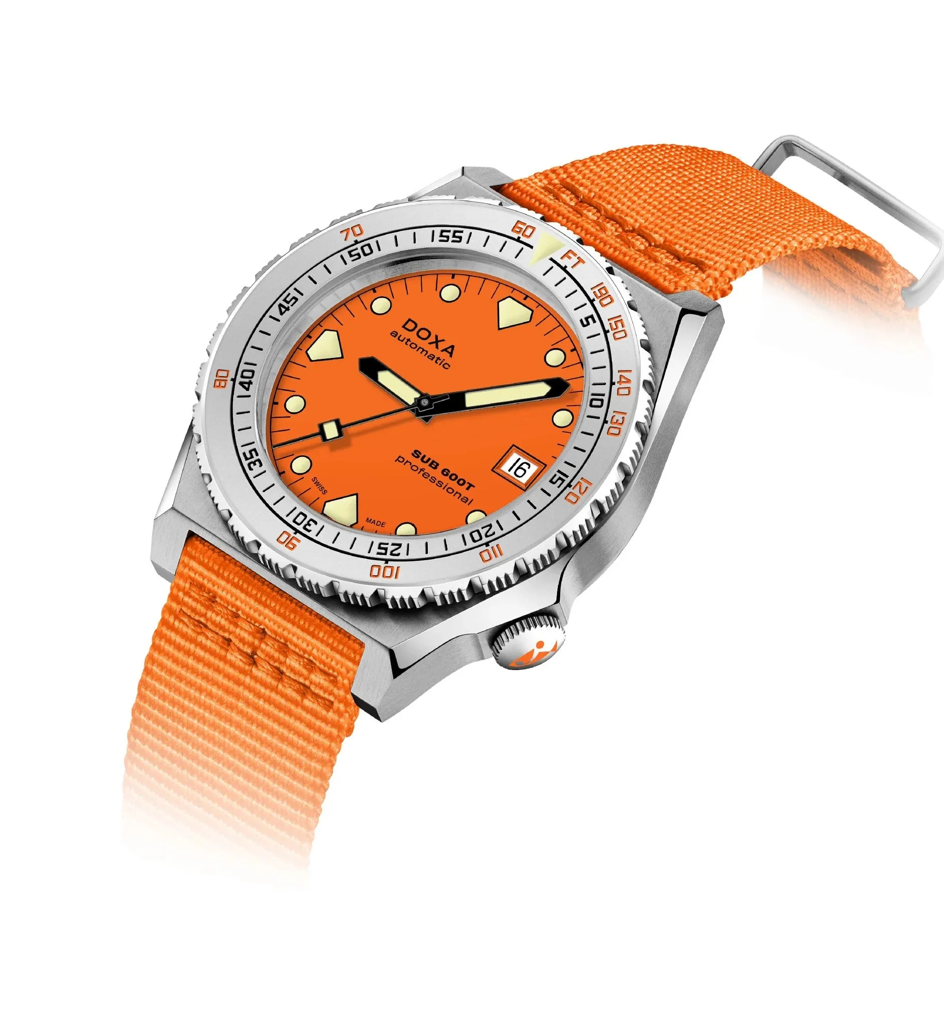 DOXA Sub 600T Professional Nato Orange Stainless Steel Sandblasted - 862.10.351.21-N