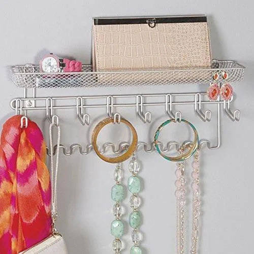 Duvtail Decorative Metal Closet Wall Mount Jewelry Accessory Organizer for Storage of Necklaces, Bracelets, Rings, Earrings, Sunglasses, Wallets