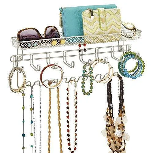 Duvtail Decorative Metal Closet Wall Mount Jewelry Accessory Organizer for Storage of Necklaces, Bracelets, Rings, Earrings, Sunglasses, Wallets