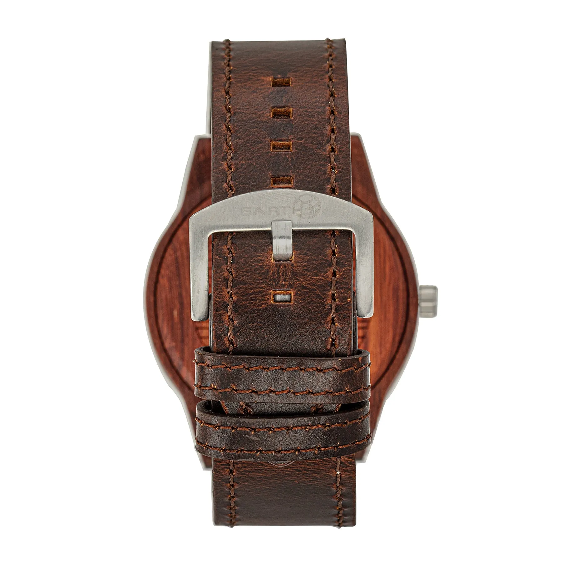 Earth Wood Hyperion Leather-Band Watch w/Day/Date - Red