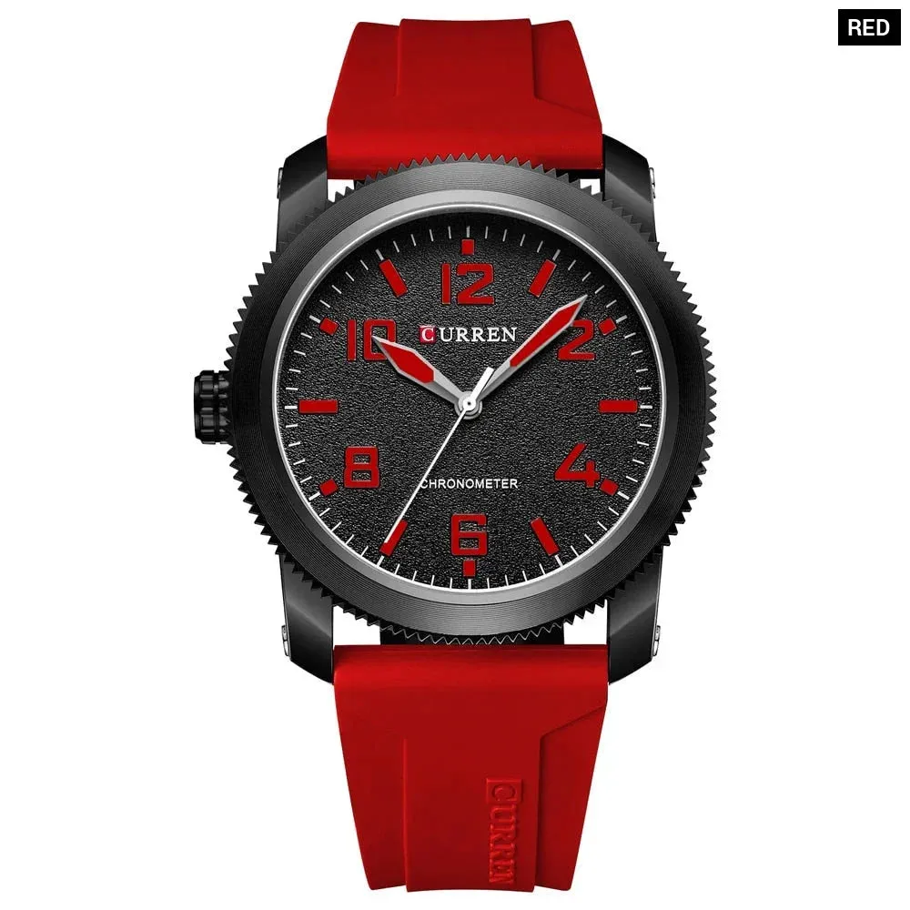 Fashion Men's Watches with Big Numeral Dial Business Gentleman Quartz Wristwatch with Silicone Strap