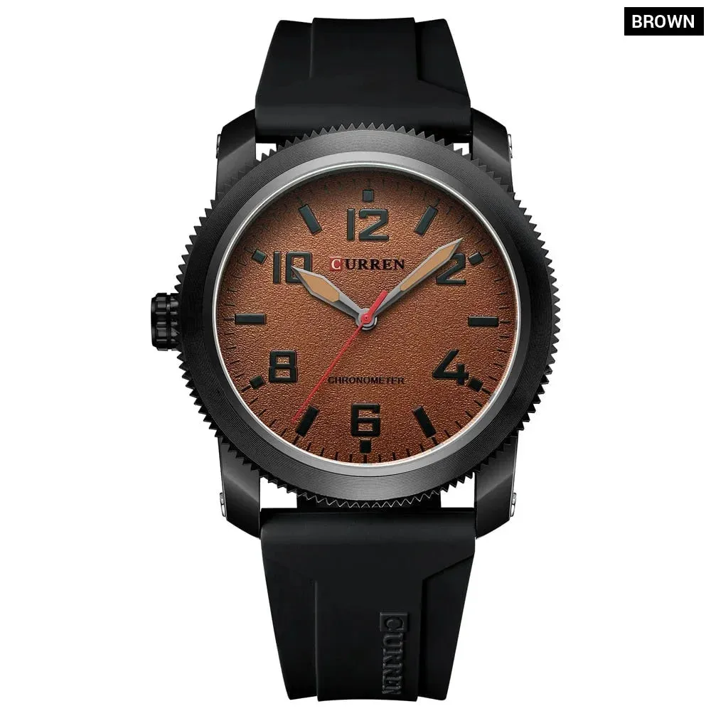Fashion Men's Watches with Big Numeral Dial Business Gentleman Quartz Wristwatch with Silicone Strap