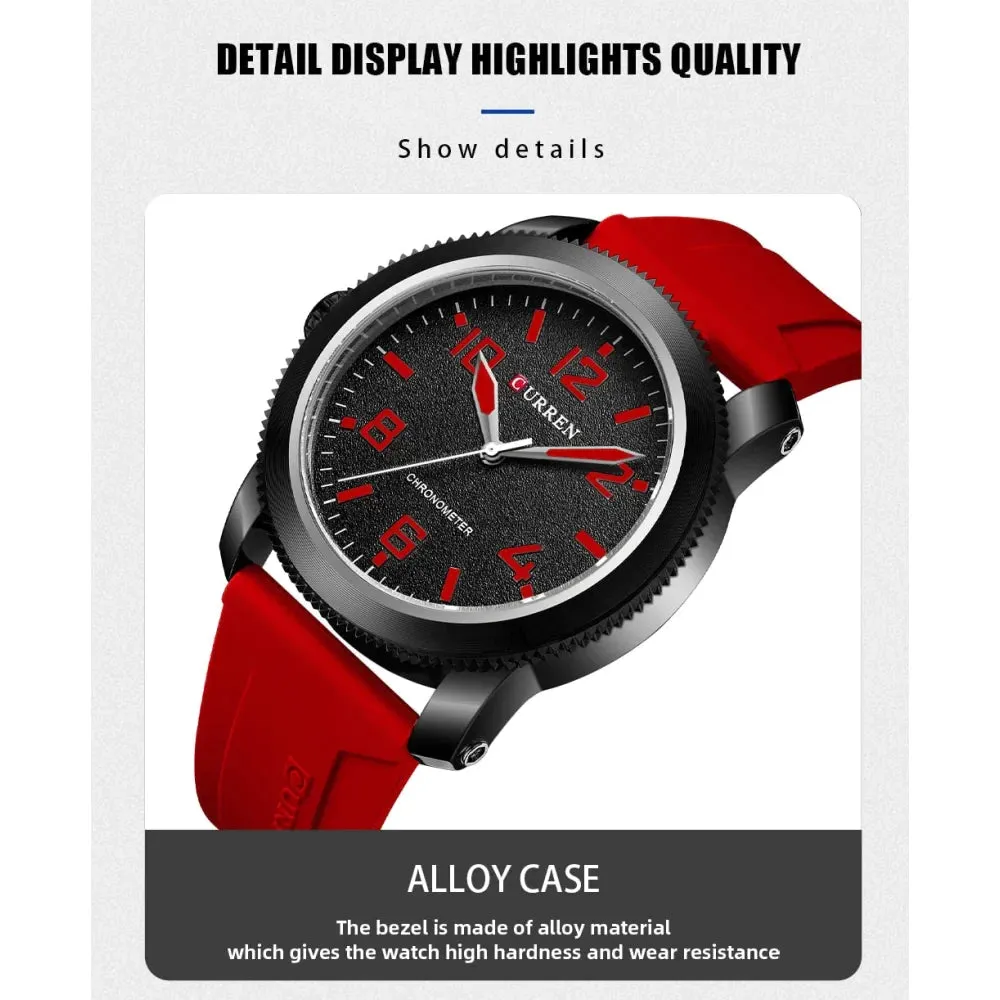 Fashion Men's Watches with Big Numeral Dial Business Gentleman Quartz Wristwatch with Silicone Strap