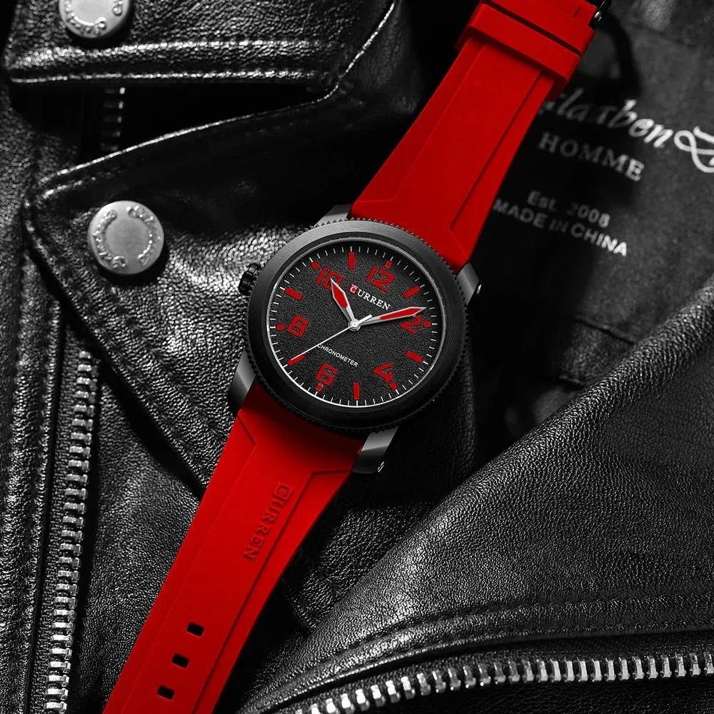 Fashion Men's Watches with Big Numeral Dial Business Gentleman Quartz Wristwatch with Silicone Strap