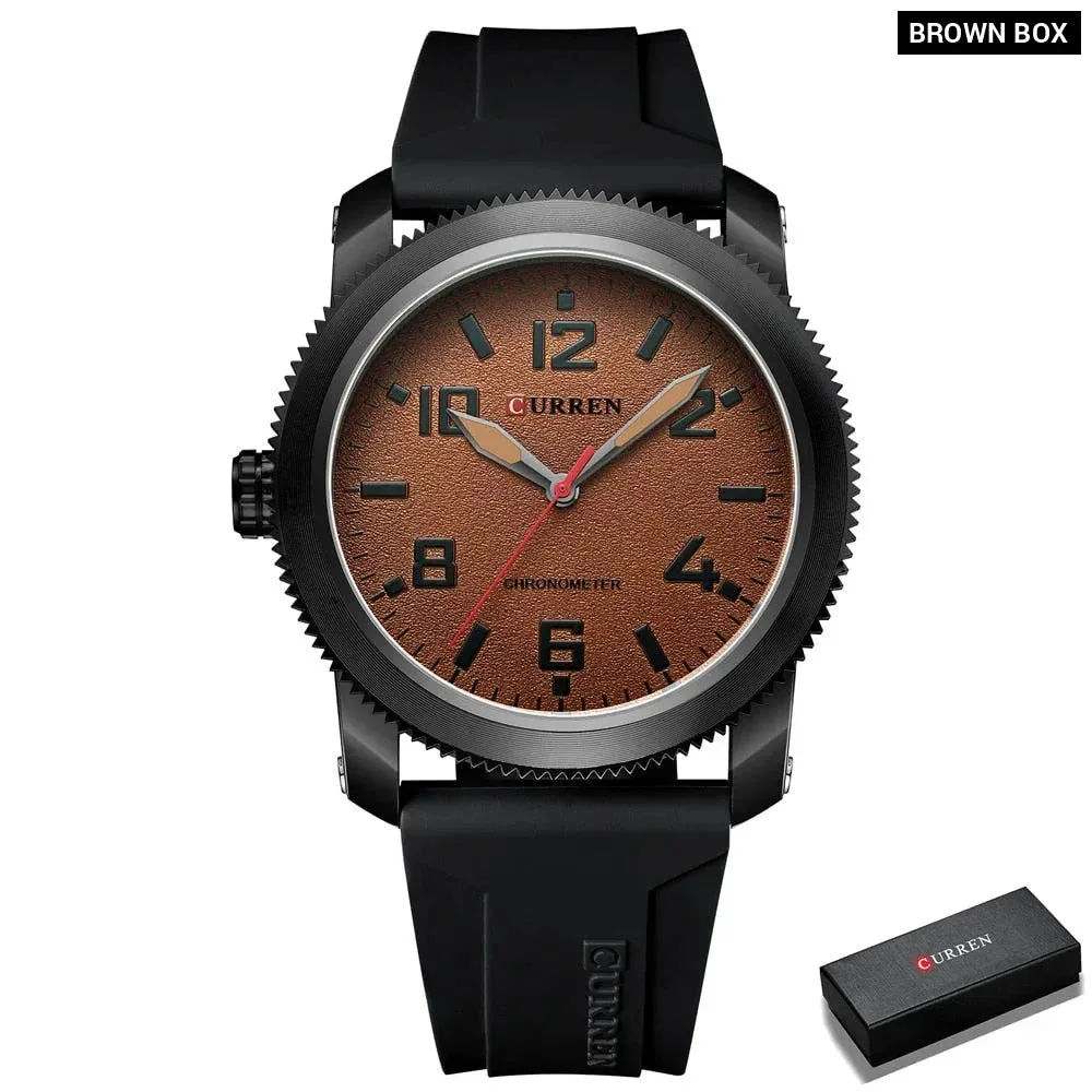 Fashion Men's Watches with Big Numeral Dial Business Gentleman Quartz Wristwatch with Silicone Strap