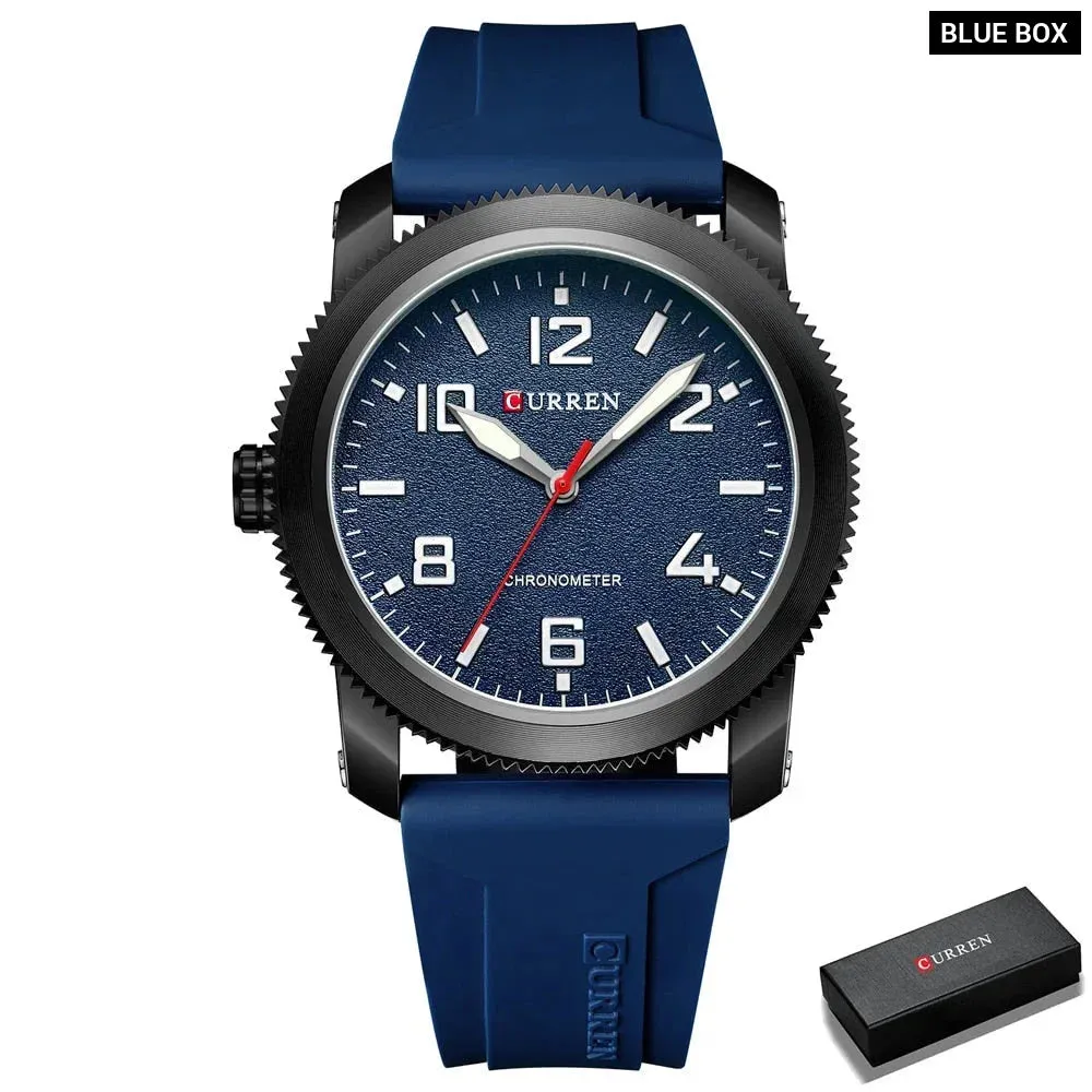 Fashion Men's Watches with Big Numeral Dial Business Gentleman Quartz Wristwatch with Silicone Strap
