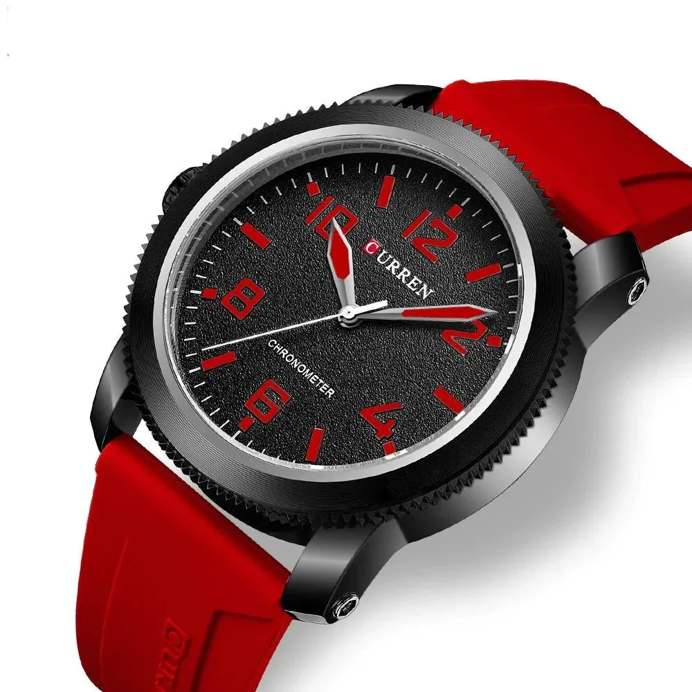 Fashion Men's Watches with Big Numeral Dial Business Gentleman Quartz Wristwatch with Silicone Strap