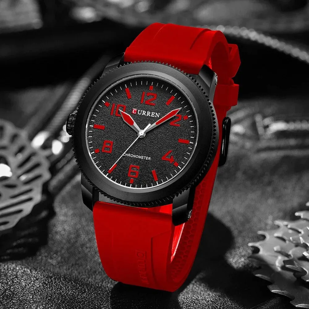 Fashion Men's Watches with Big Numeral Dial Business Gentleman Quartz Wristwatch with Silicone Strap