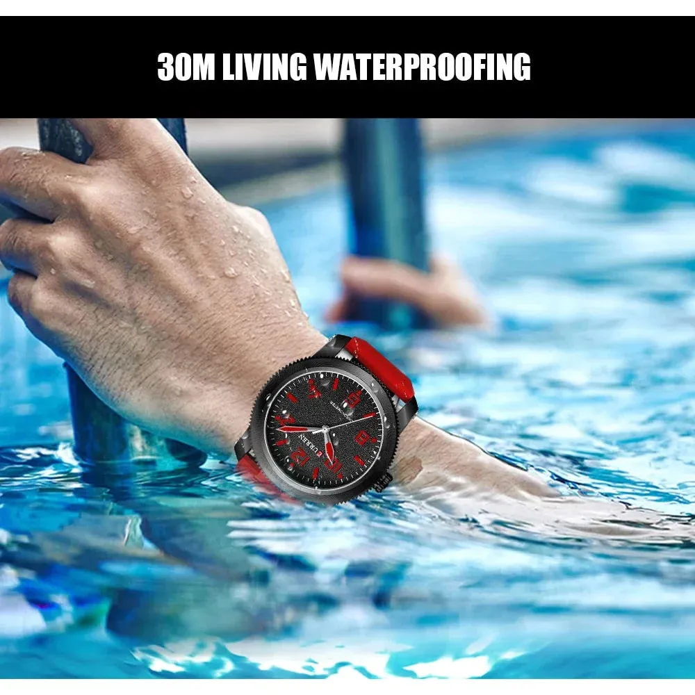 Fashion Men's Watches with Big Numeral Dial Business Gentleman Quartz Wristwatch with Silicone Strap