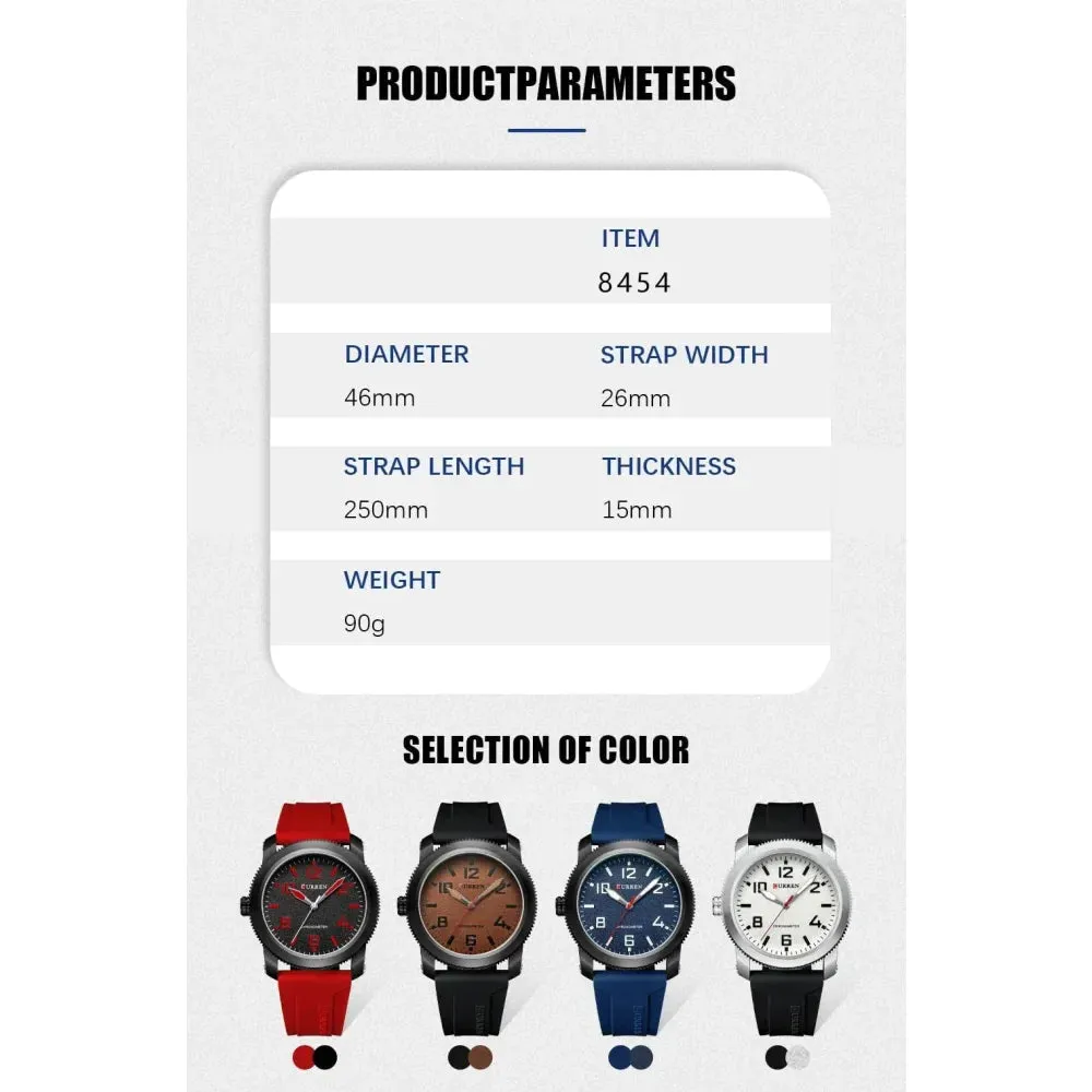 Fashion Men's Watches with Big Numeral Dial Business Gentleman Quartz Wristwatch with Silicone Strap