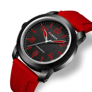 Fashion Men's Watches with Big Numeral Dial Business Gentleman Quartz Wristwatch with Silicone Strap