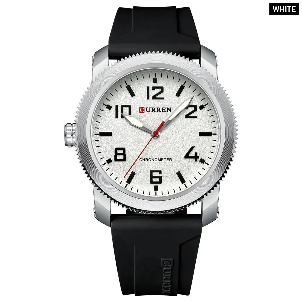 Fashion Men's Watches with Big Numeral Dial Business Gentleman Quartz Wristwatch with Silicone Strap