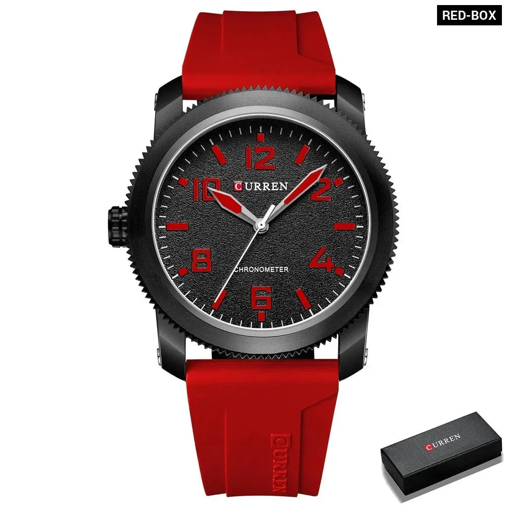 Fashion Men's Watches with Big Numeral Dial Business Gentleman Quartz Wristwatch with Silicone Strap