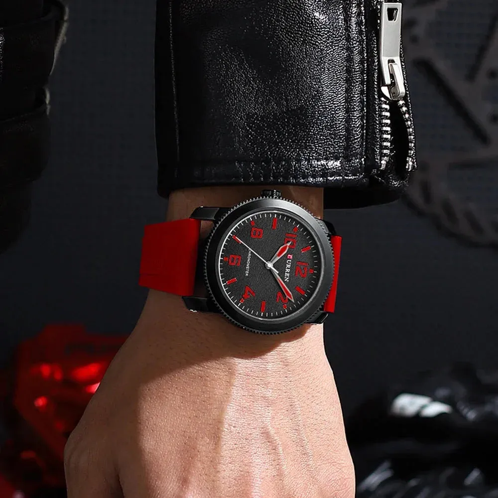 Fashion Men's Watches with Big Numeral Dial Business Gentleman Quartz Wristwatch with Silicone Strap