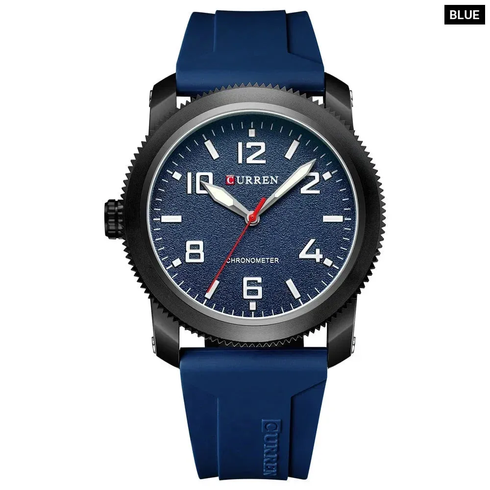 Fashion Men's Watches with Big Numeral Dial Business Gentleman Quartz Wristwatch with Silicone Strap