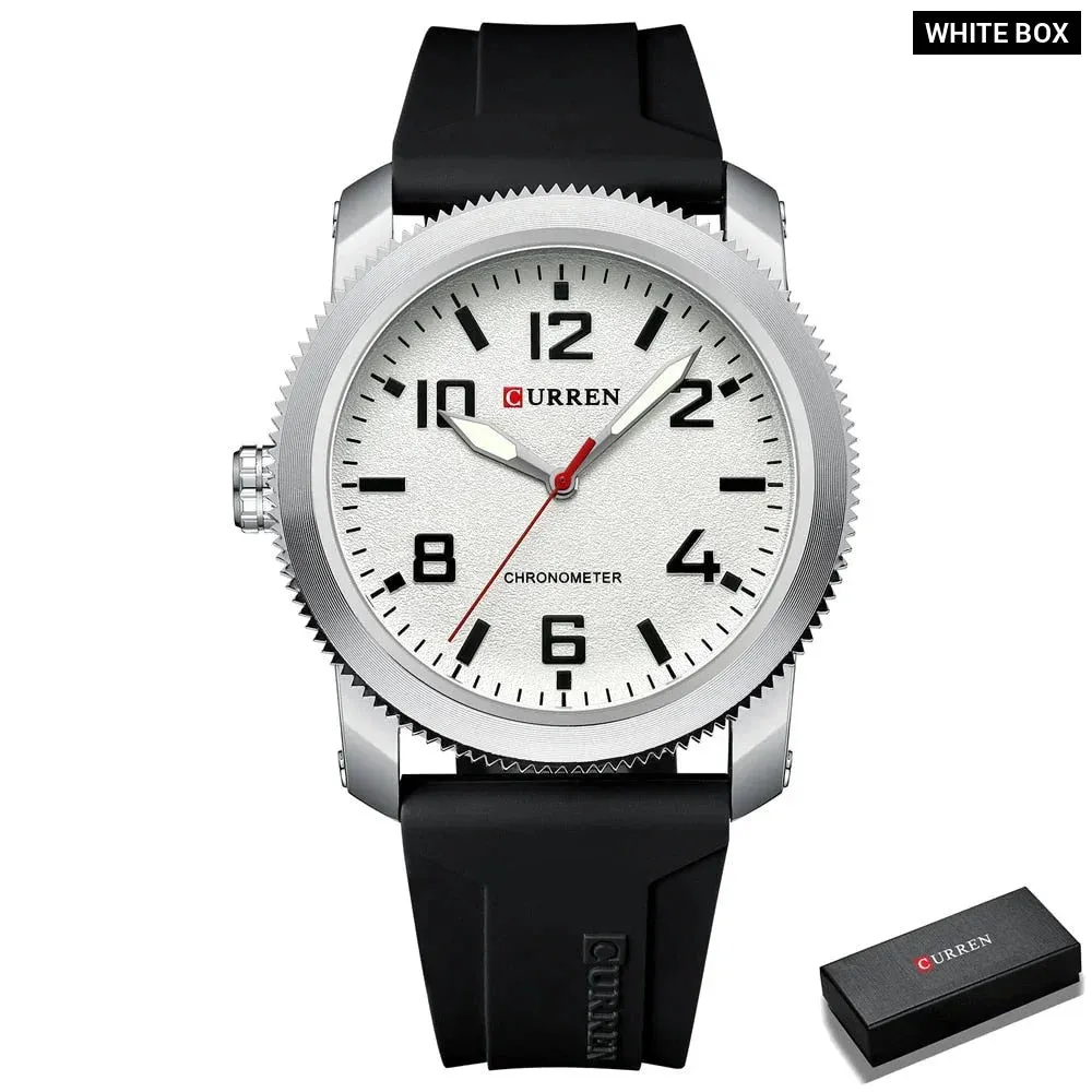 Fashion Men's Watches with Big Numeral Dial Business Gentleman Quartz Wristwatch with Silicone Strap