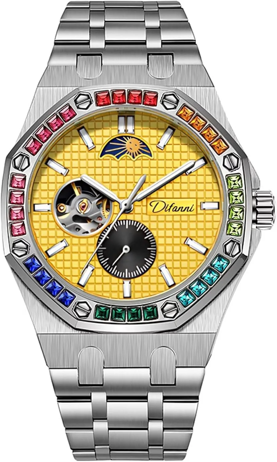 Fashion New Luxury Mechanical Watches Rainbow Drill Hollow Design Fully Automatic Mechanical Automatic Watch