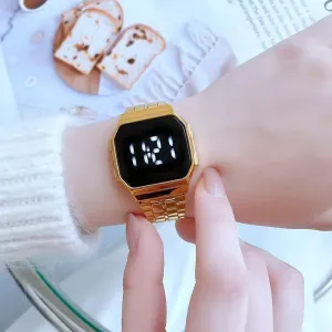 Fashion Simple LED Electronic Touch Women Watch Digital Display Metal Steel Strip Wristwatch
