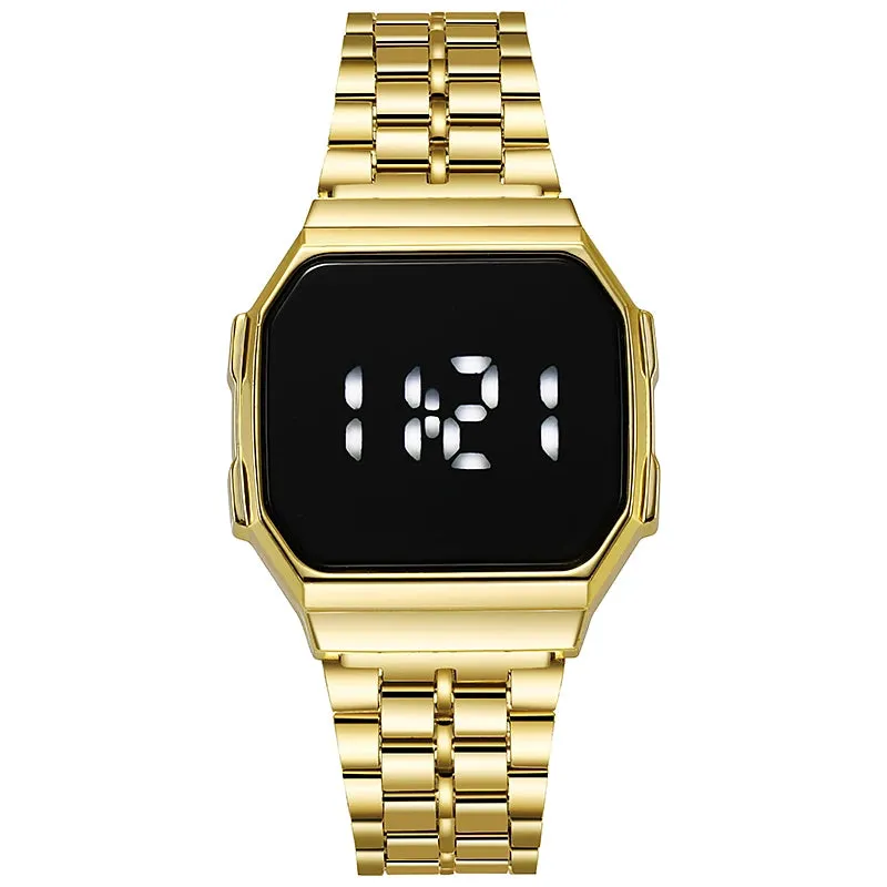 Fashion Simple LED Electronic Touch Women Watch Digital Display Metal Steel Strip Wristwatch
