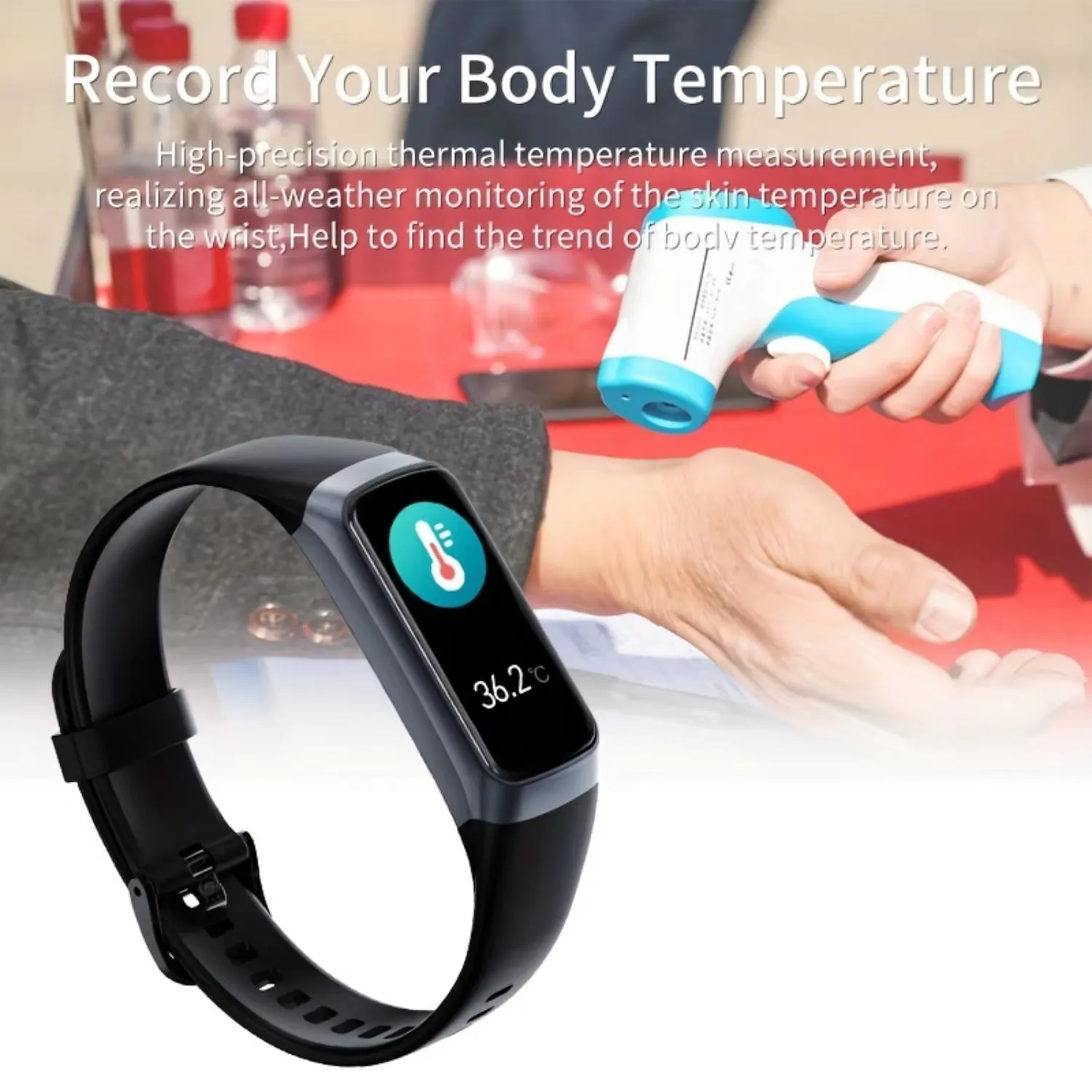 Fitness Smart Watch with Silicone Band, Waterproof Touch Screen Sports Smart Watch