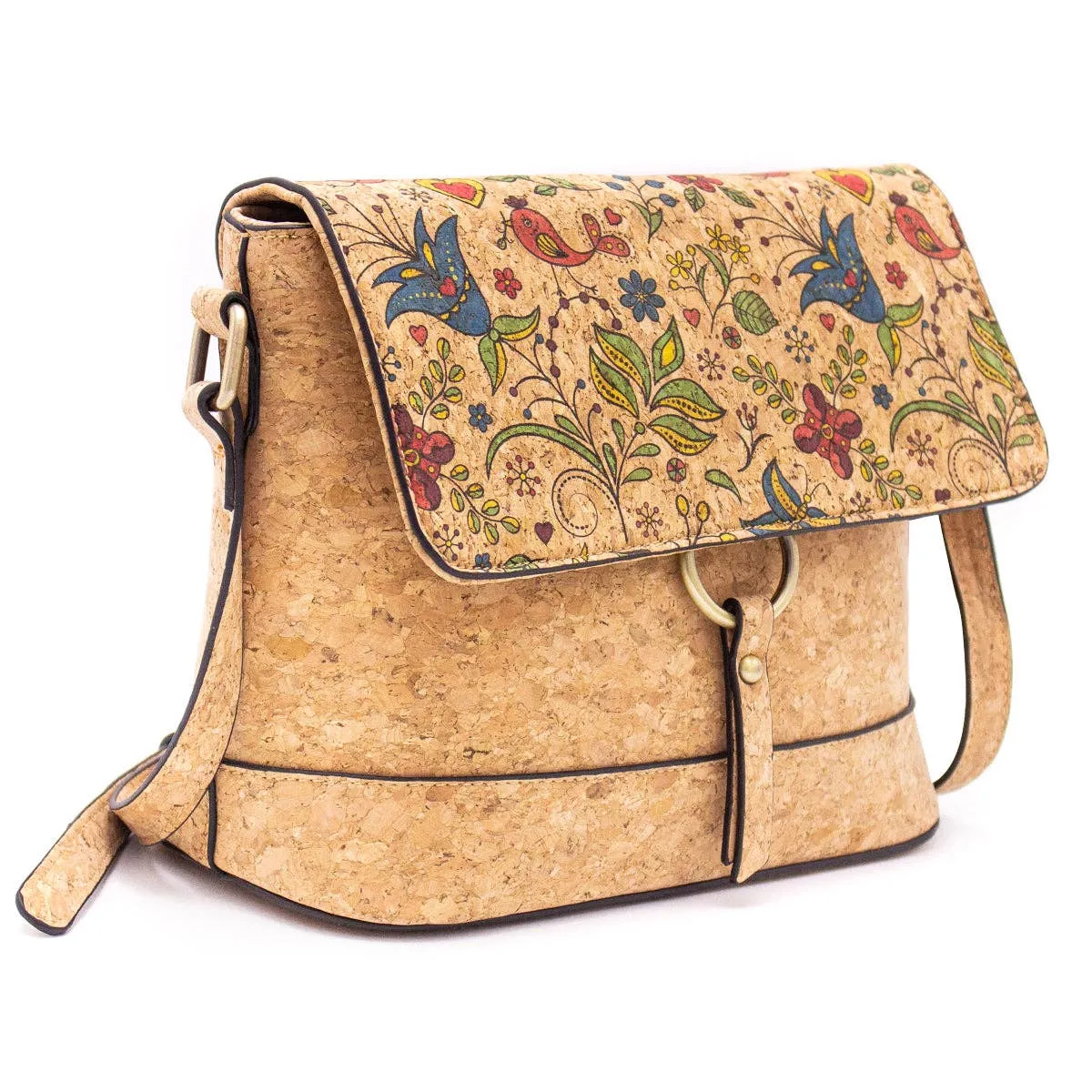 Floral Print Cork Crossbody: Eco-Friendly & Fun