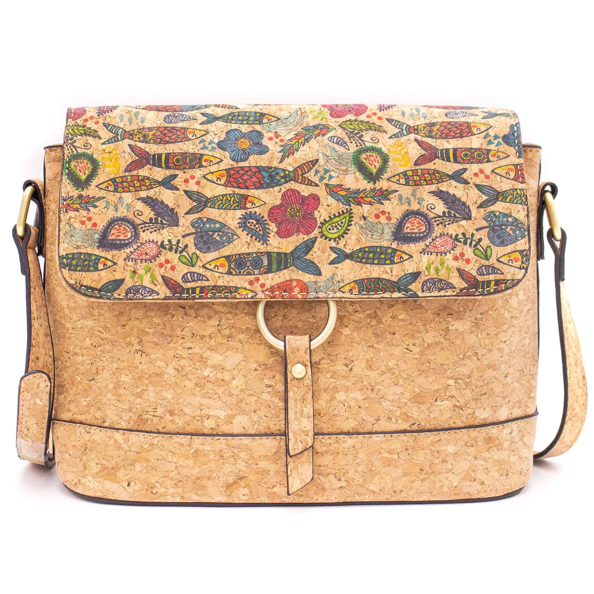 Floral Print Cork Crossbody: Eco-Friendly & Fun
