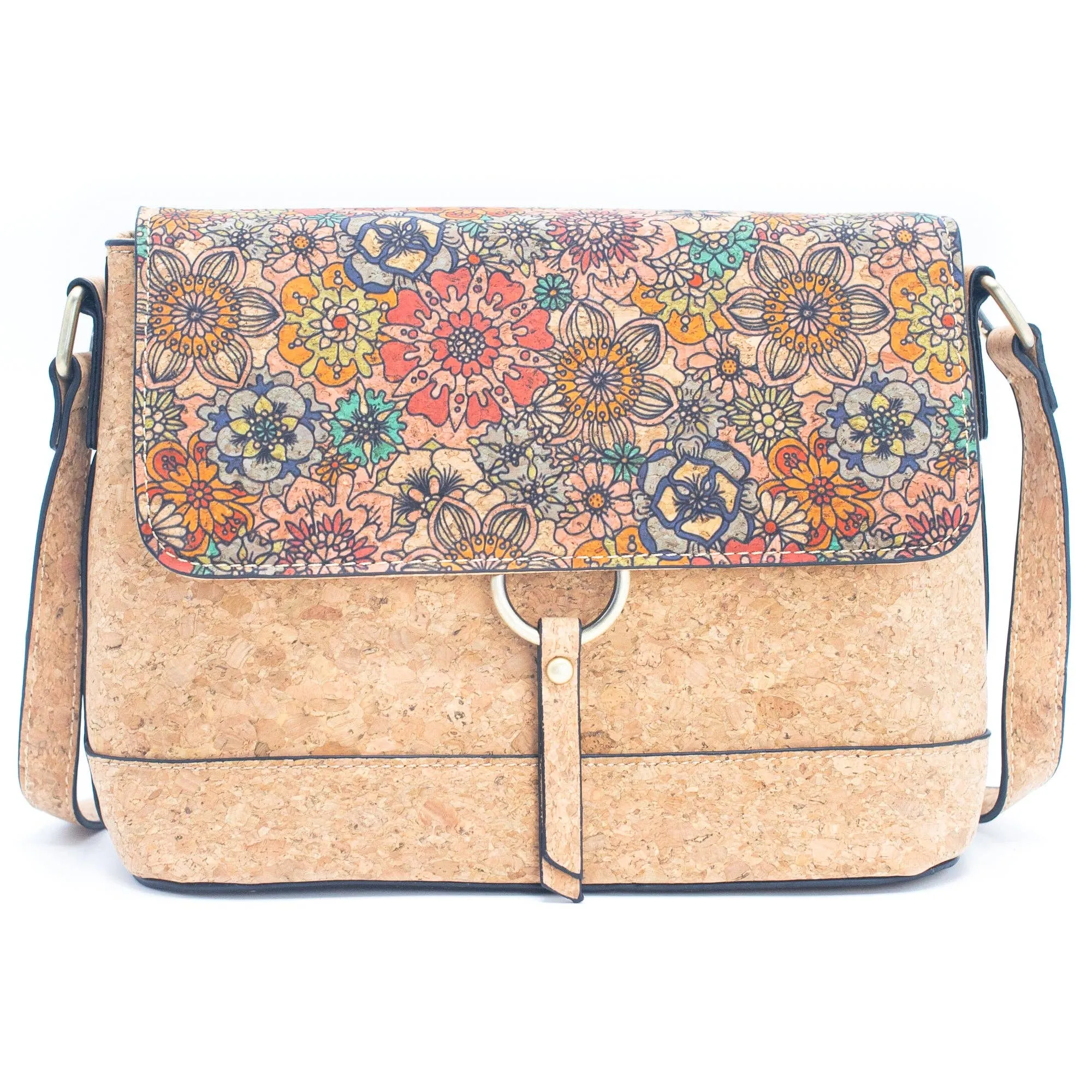 Floral Print Cork Crossbody: Eco-Friendly & Fun