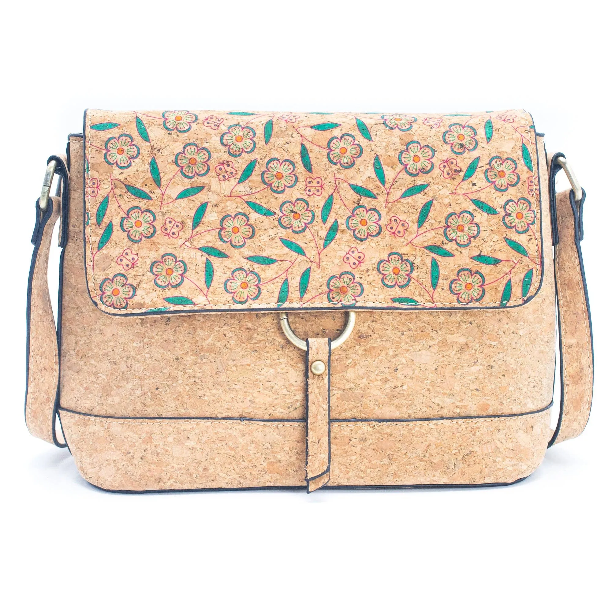 Floral Print Cork Crossbody: Eco-Friendly & Fun