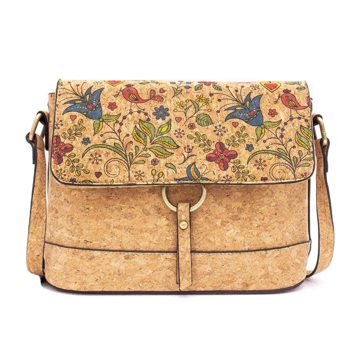 Floral Print Cork Crossbody: Eco-Friendly & Fun