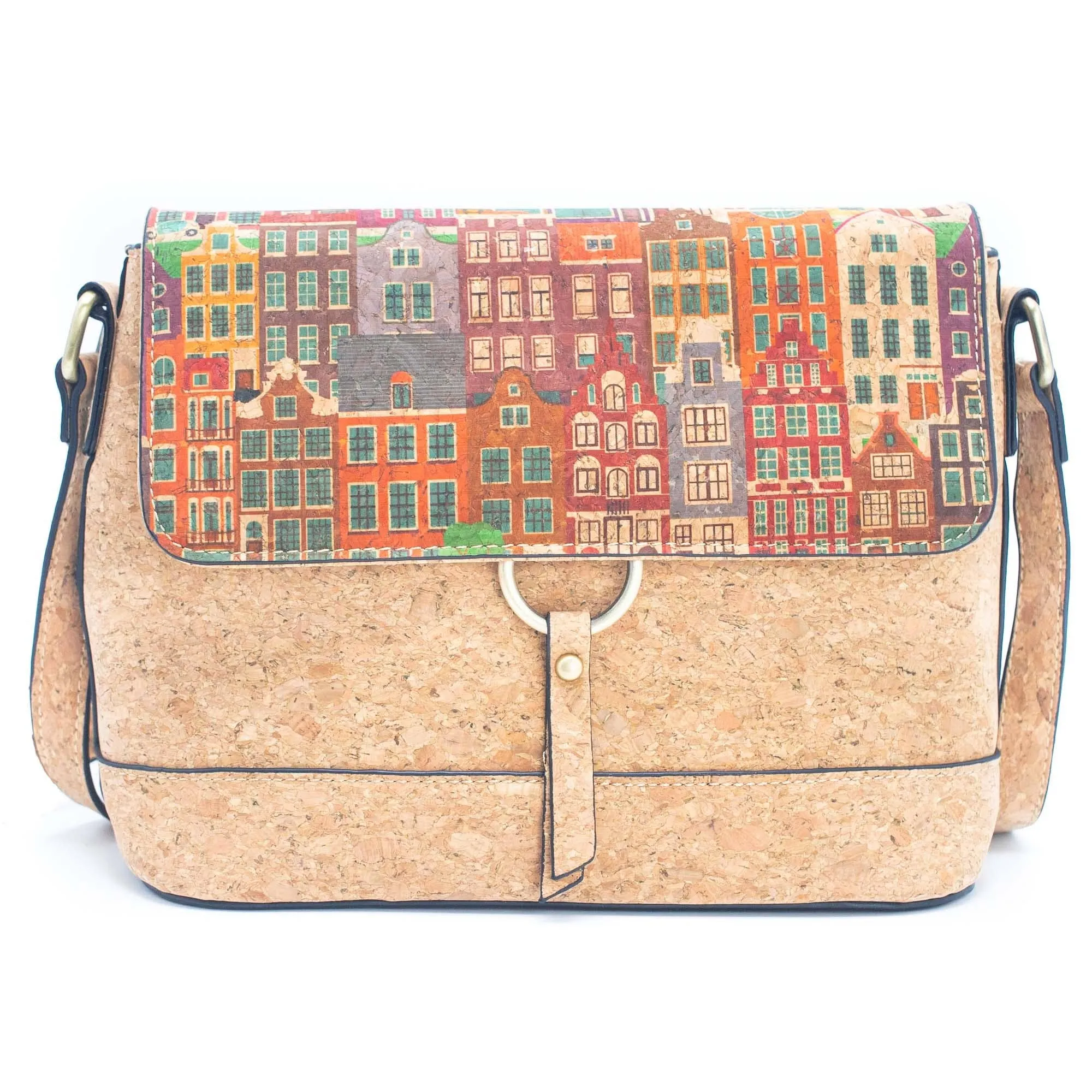 Floral Print Cork Crossbody: Eco-Friendly & Fun