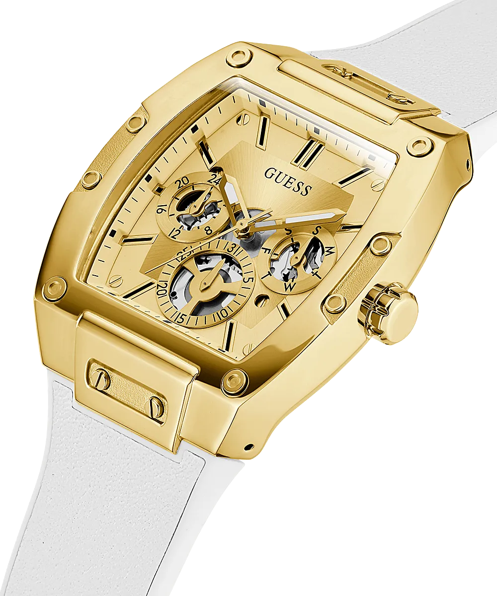 Guess Gold Case White Silicone Strap Men's Watch GW0202G6