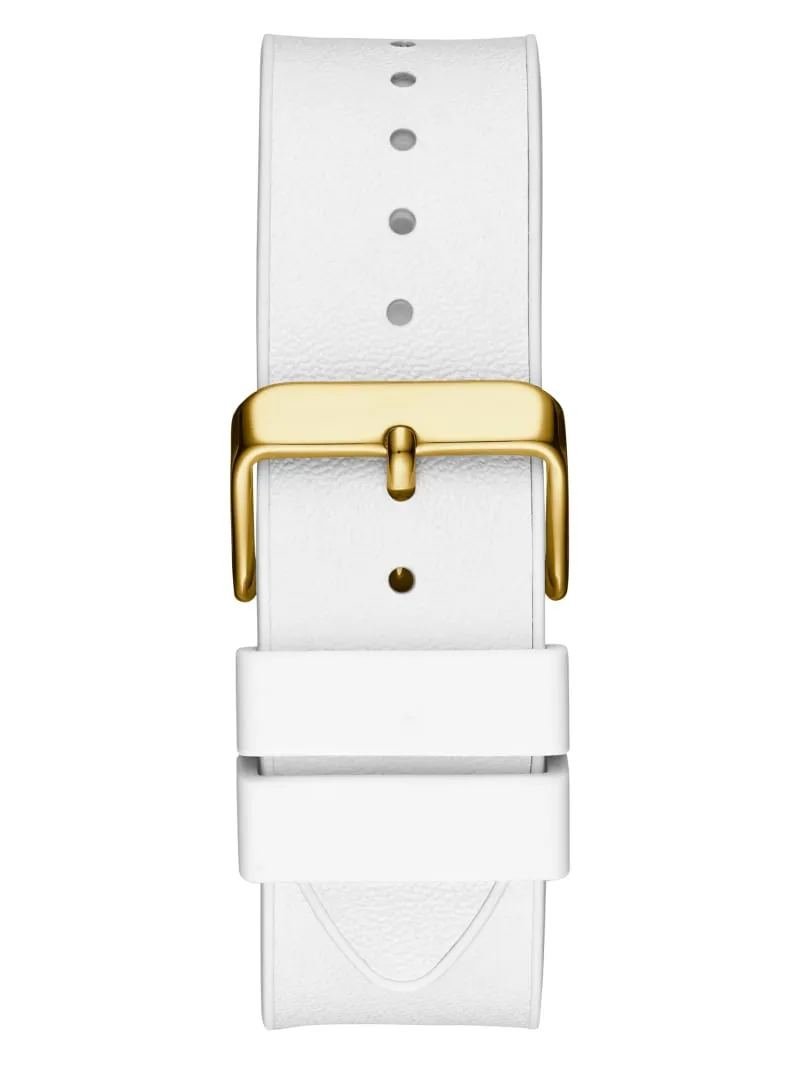Guess Gold Case White Silicone Strap Men's Watch GW0202G6