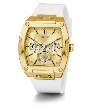 Guess Gold Case White Silicone Strap Men's Watch GW0202G6