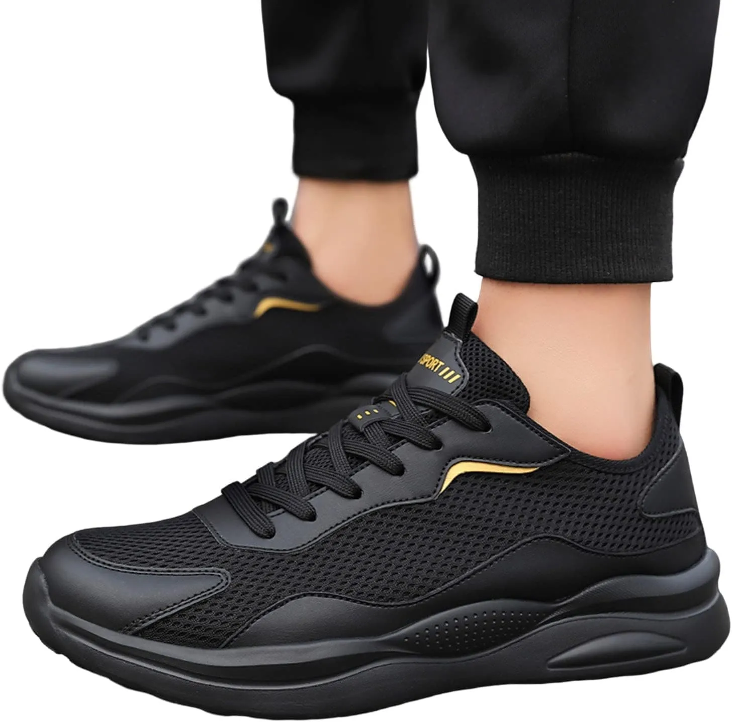Hbeylia Running Shoes for Men with Superior Cushioned Fashion Lace Up Breathable Walking Sneakers Shock Resistant Lightweight Athletic Tennis Cross-Training Shoes Casual Sport Road Running Shoes