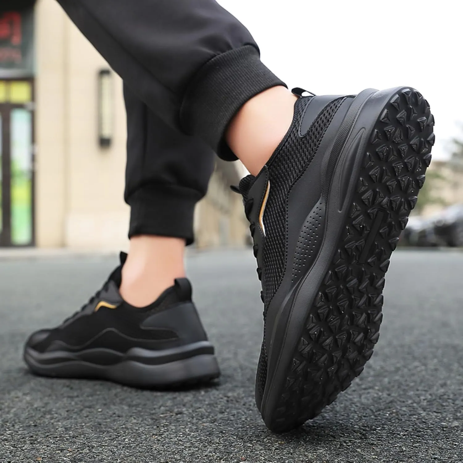 Hbeylia Running Shoes for Men with Superior Cushioned Fashion Lace Up Breathable Walking Sneakers Shock Resistant Lightweight Athletic Tennis Cross-Training Shoes Casual Sport Road Running Shoes