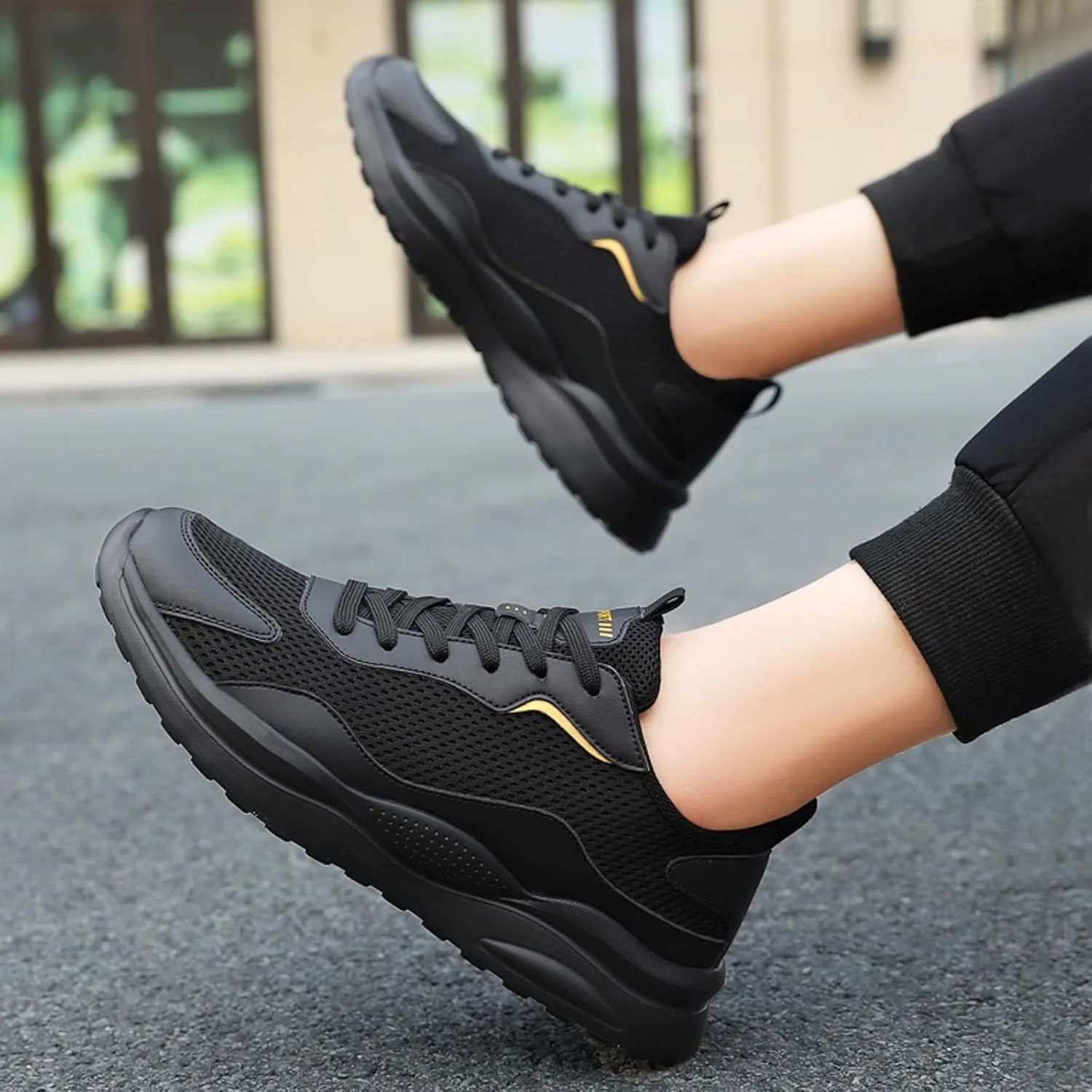 Hbeylia Running Shoes for Men with Superior Cushioned Fashion Lace Up Breathable Walking Sneakers Shock Resistant Lightweight Athletic Tennis Cross-Training Shoes Casual Sport Road Running Shoes