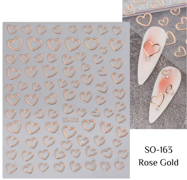 Heart Outlines ROSE GOLD  163 -  Thin Decals