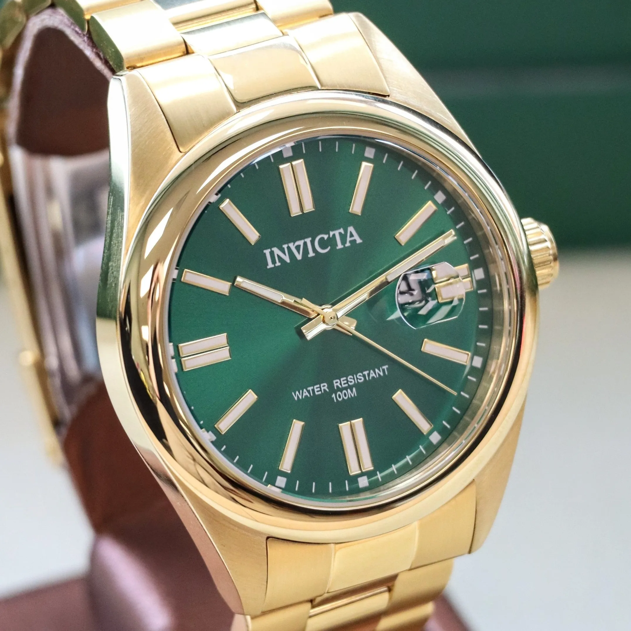 INVICTA Pro Diver Men's Watch Quartz Green Dial ALL S.S. Wristwatch Ref. 38464 - ALL Original!