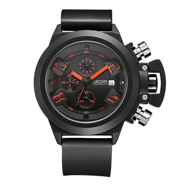 JEDIR Luxury Watches Men Military Diver Wristwatch Chronograph 24 Hours Sports Waterproof Rubber Quartz Watch relogio masculino