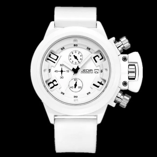 JEDIR Luxury Watches Men Military Diver Wristwatch Chronograph 24 Hours Sports Waterproof Rubber Quartz Watch relogio masculino