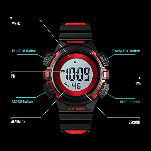 Kids Digital Outdoor Sport Waterproof Watches Ages 5-10