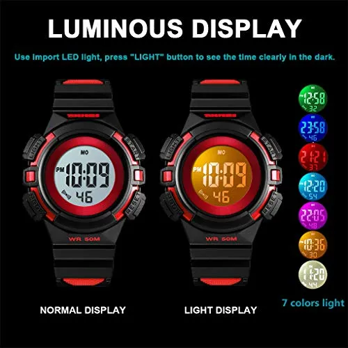 Kids Digital Outdoor Sport Waterproof Watches Ages 5-10