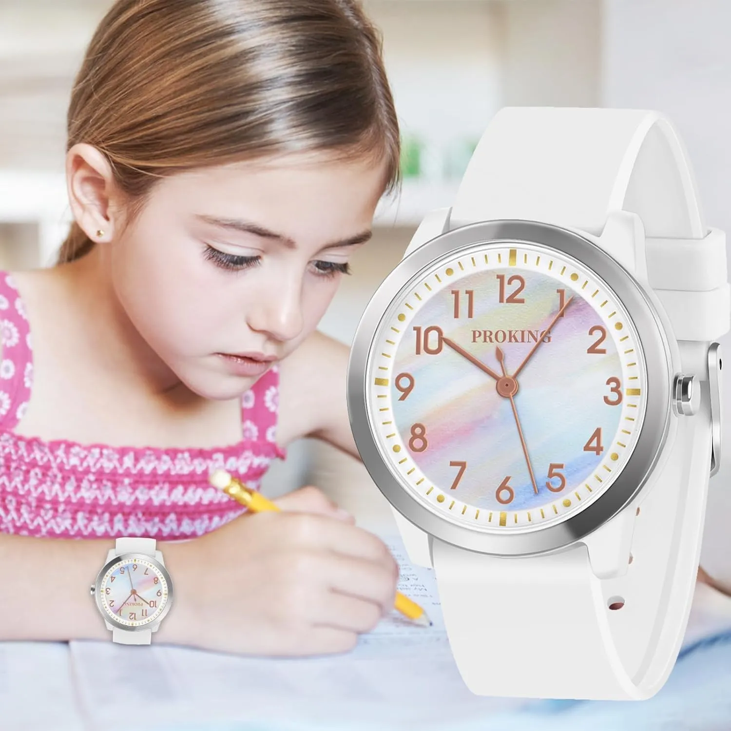 Kids Watch for Girls Boys Children Teens Analog for Kid 5-18 Years Old Learning Time and Easy to Read 50M Waterproof with Soft Band, Great Gift for Kids