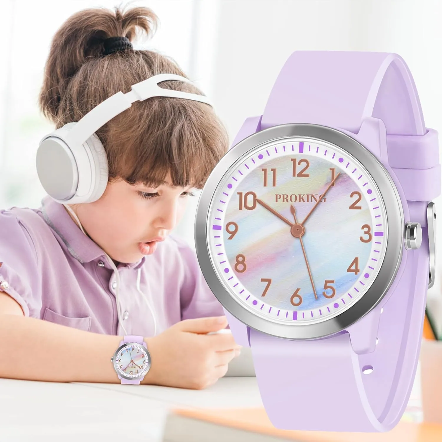 Kids Watch for Girls Boys Children Teens Analog for Kid 5-18 Years Old Learning Time and Easy to Read 50M Waterproof with Soft Band, Great Gift for Kids