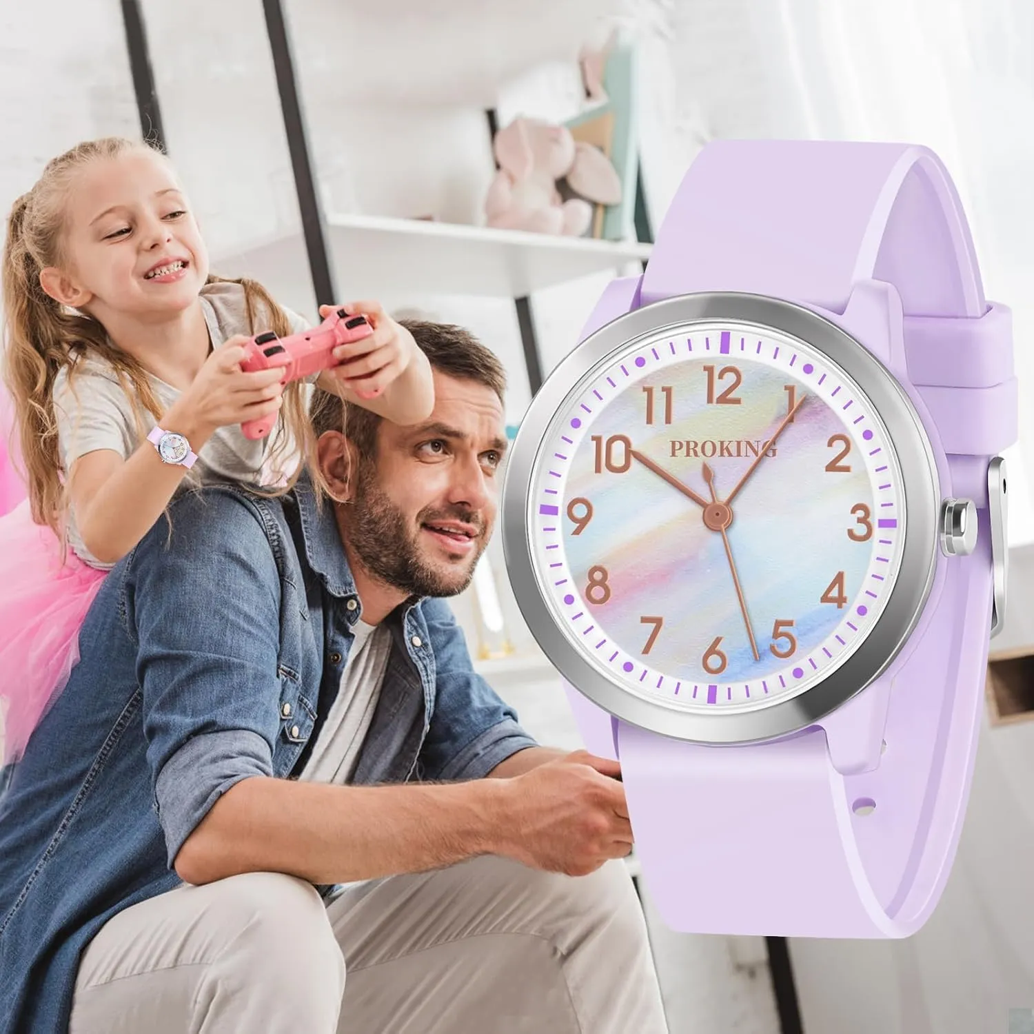 Kids Watch for Girls Boys Children Teens Analog for Kid 5-18 Years Old Learning Time and Easy to Read 50M Waterproof with Soft Band, Great Gift for Kids