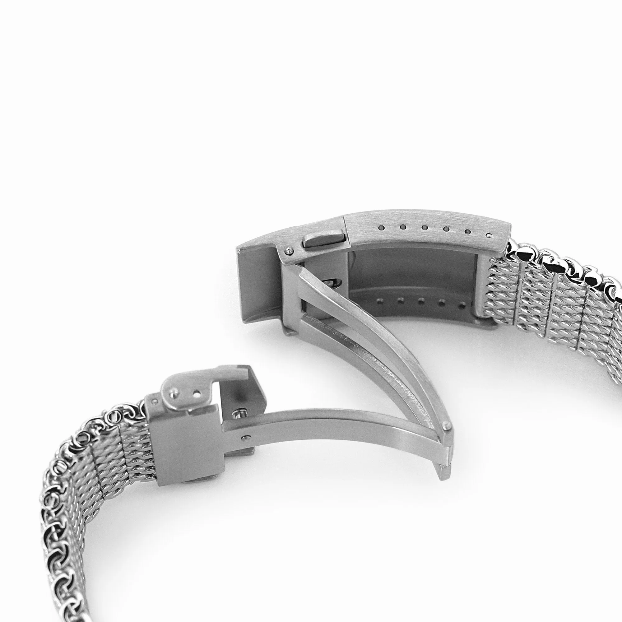 Massy Mesh Watch Band compatible with Seiko new Turtles SRP777, V-Clasp, Polished