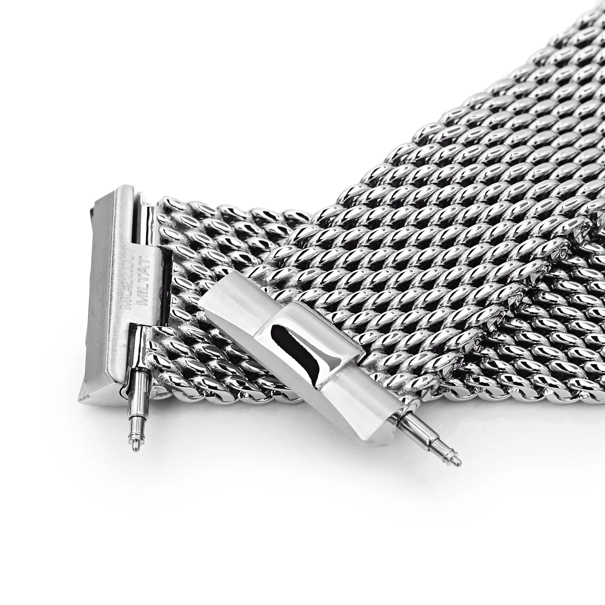 Massy Mesh Watch Band compatible with Seiko new Turtles SRP777, V-Clasp, Polished